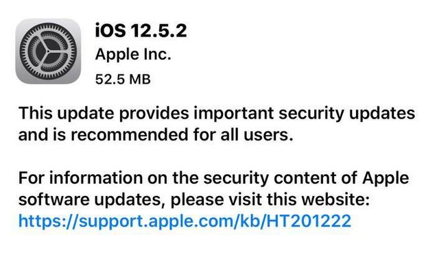 徐闻苹果手机维修分享iOS12.5.2发布，建议所有老苹果用户安装 